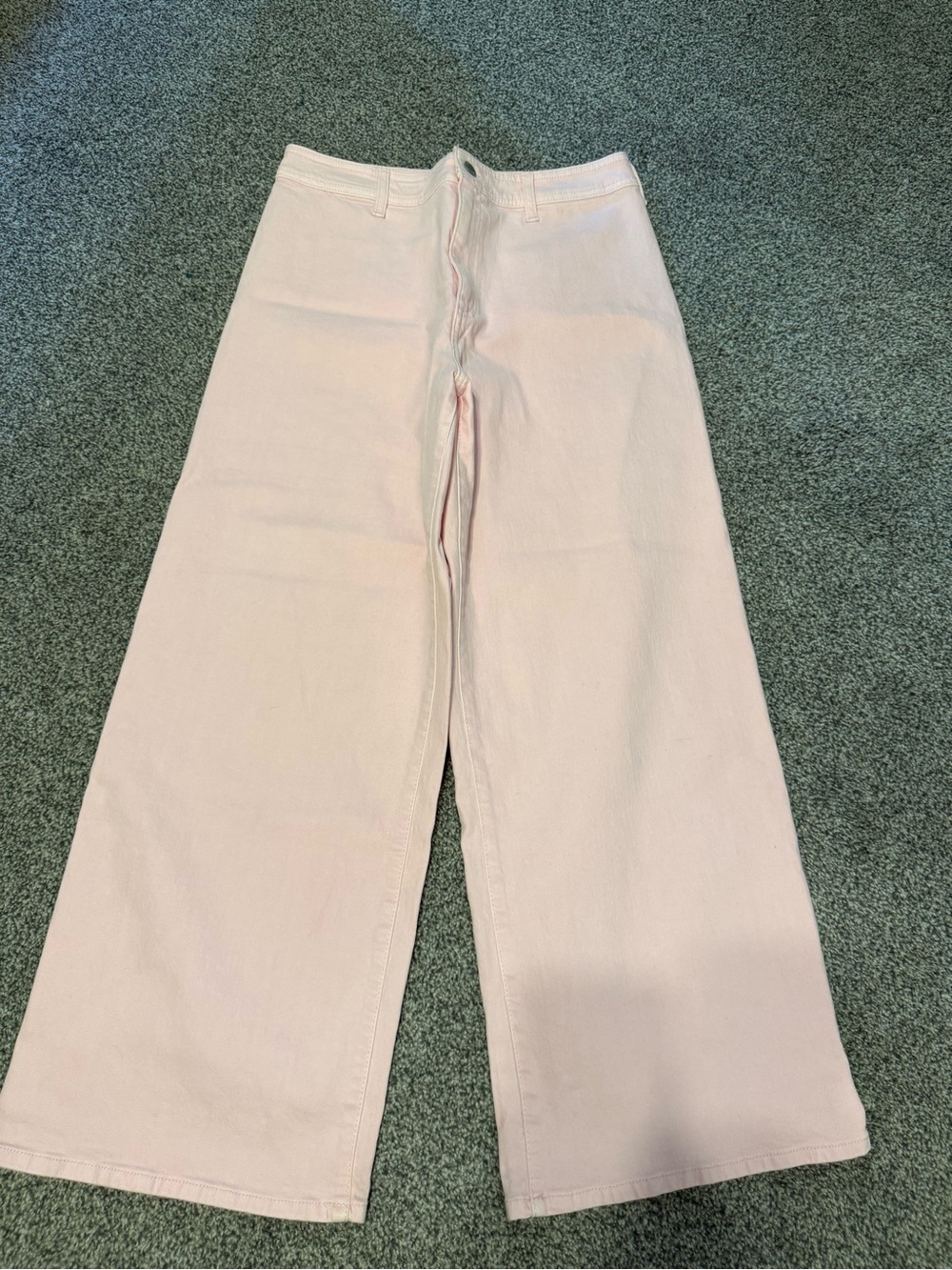 Baby pink wide leg jeans